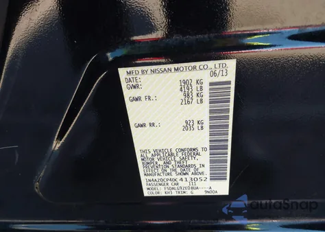 2013 Nissan Leaf Sl z USA, uszkodzony, nr VIN 1N4AZ0CP4DC413052